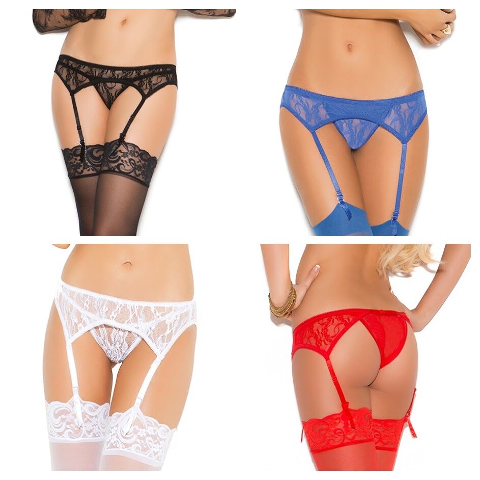 Lace Suspender Belt and Thong Set