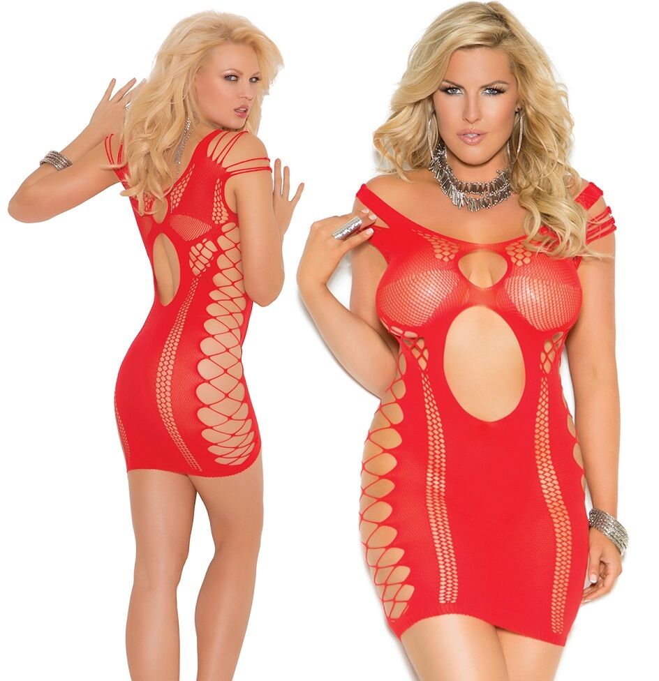 Red Opaque Keyhole Cut Out Mini Dress