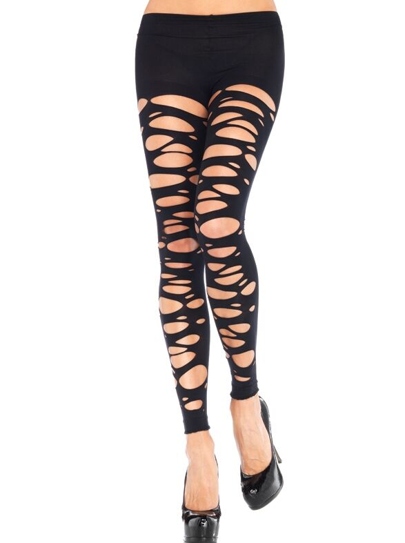 Black Tattered Footless Tights