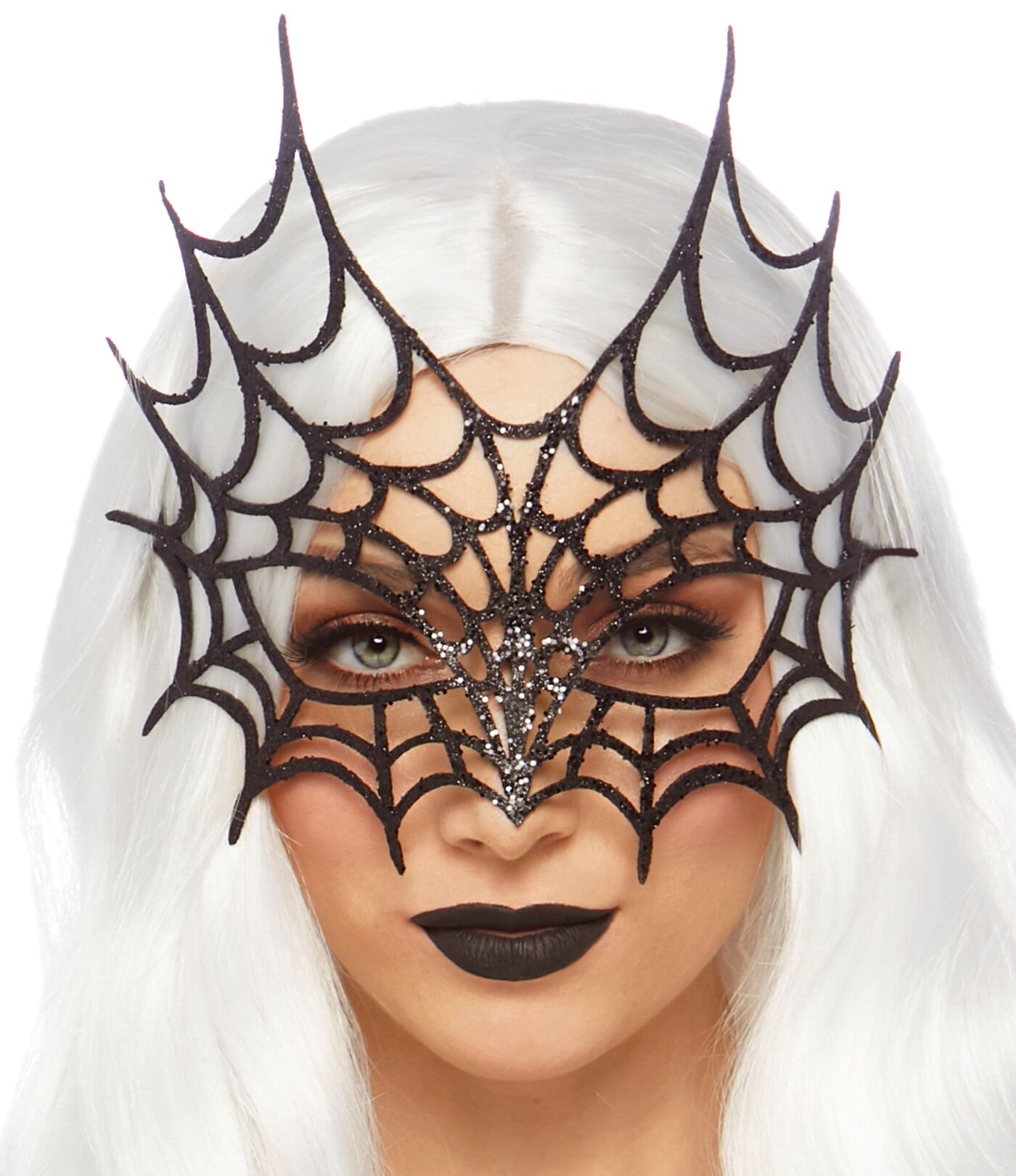 Black Glitter Web Masquerade Mask