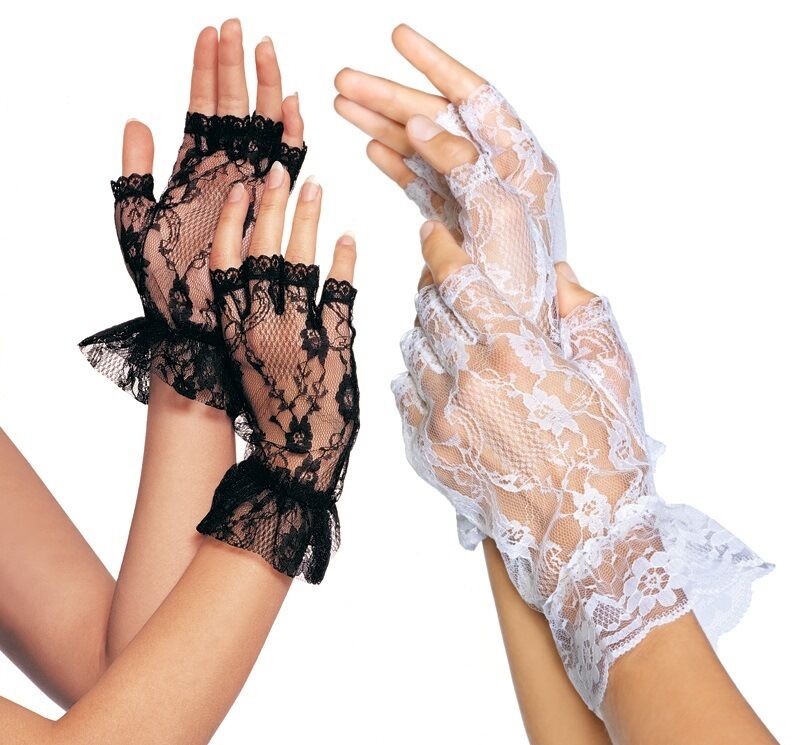 Lace Fingerless Wrist Ruffle Gloves