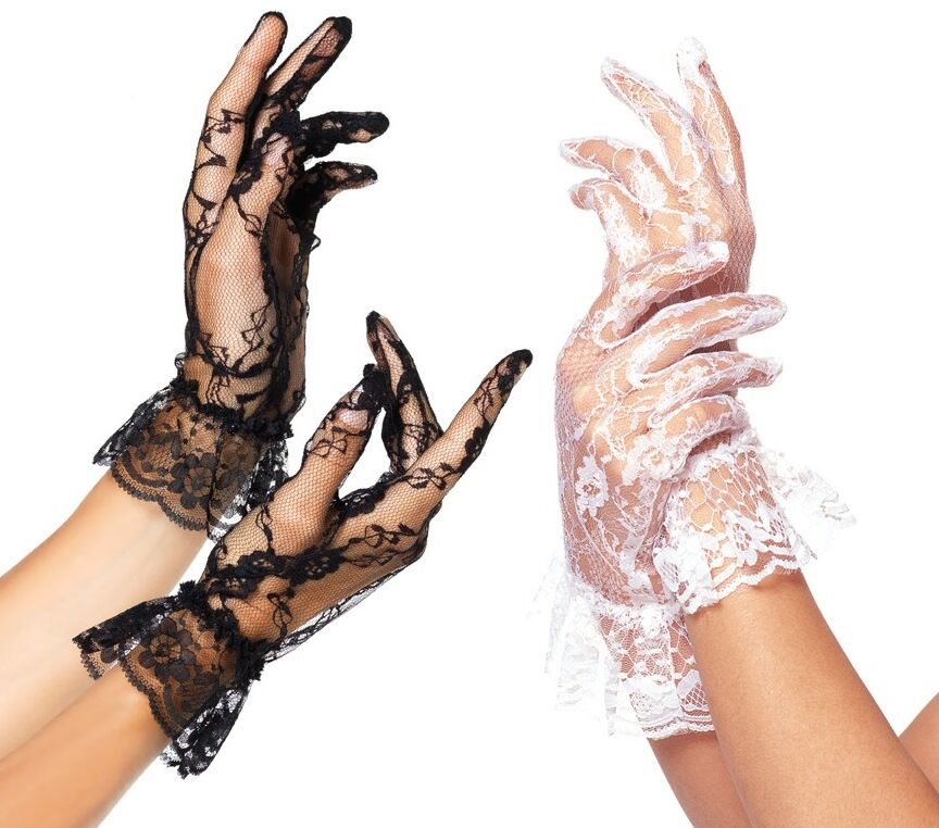 Wrist-Length Ruffle Lace Gloves